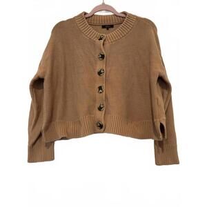 Quince organic cotton sz M brown cardigan sweater #3230